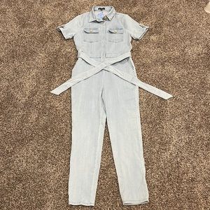 Haute Monde light Denim Slim Coverall Jumpsuit size large